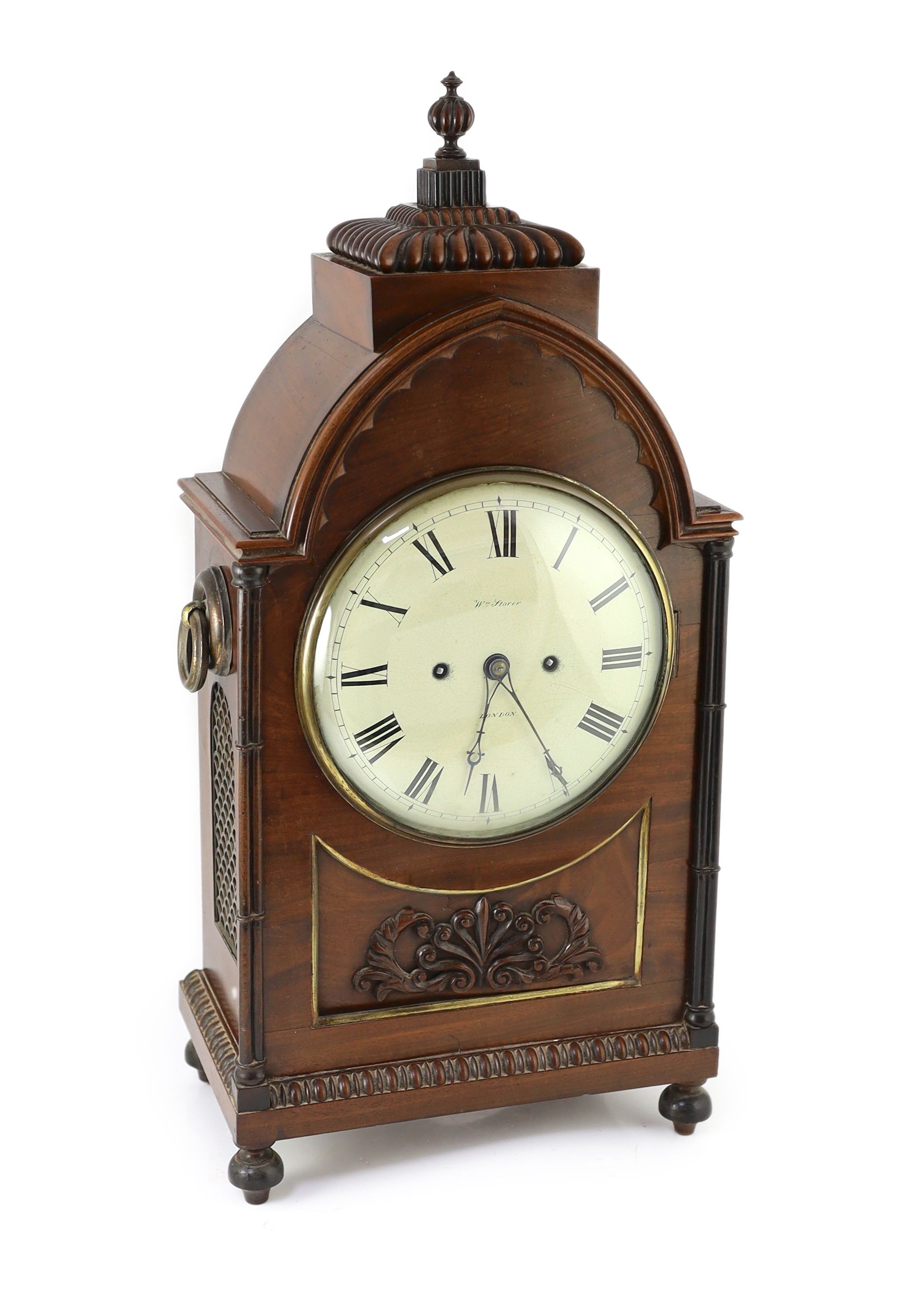William Storer of London. A Regency parcel ebonised mahogany hour repeating bracket clock, width 29cm depth 18cm height 62cm